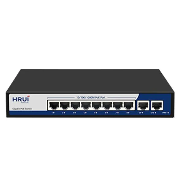 HRUI SWITCH HR901-AFG-82N 8 PUERTOS GIGA POE - 2 PUERTOS UPLINK GIGA