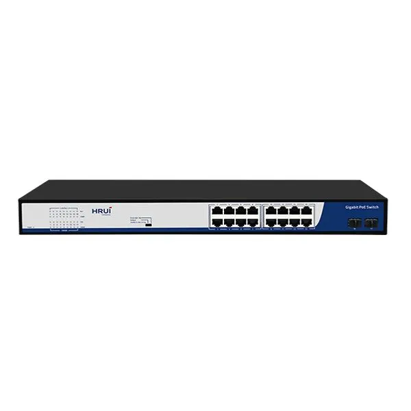 HRUI SWITCH HR901-AFG-162S-300 16 PUERTOS GIGA POE  - 2 PUERTOS SFP UPLINK 