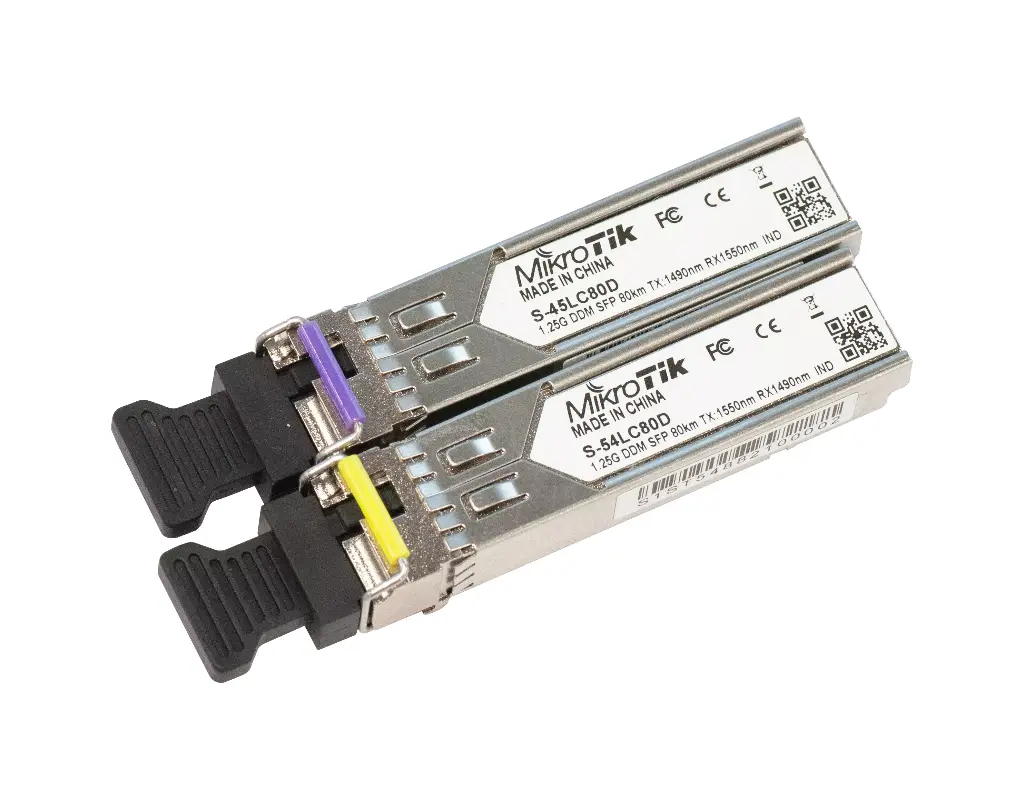 [PMIK45] MÓDULO MIKROTIK PAREJA DE MÓDULOS SFPs S-45LC80D - S-54LC80D 1GB 80KM