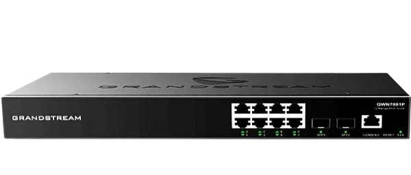 GRANDSTREAM  SWITCH L2+ GWN7801P  8 PUERTOS GIGABIT ETHERNET  2 PUERTOS SFP GIGABIT 150W  POE 802.3AF/AT  ADMINISTRABLE