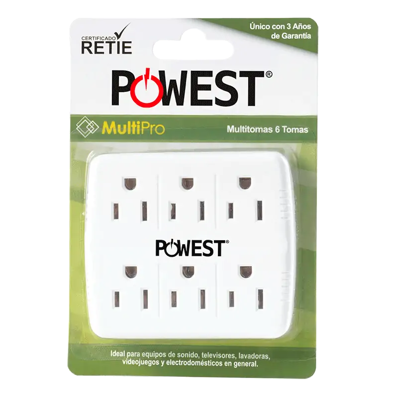 PROTECTOR DE VOLTAJE MULTIPRO MULTITOMA 6 SALIDAS POWEST REF.MULTIPRO 6T [NPRMUL-7256]