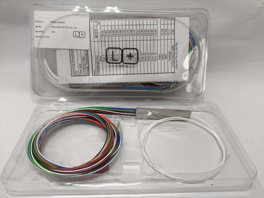 SPLITTER SIN CONECTOR PARA FUSIÓN  PLC 1x16  G657.A1 LINK PLUS