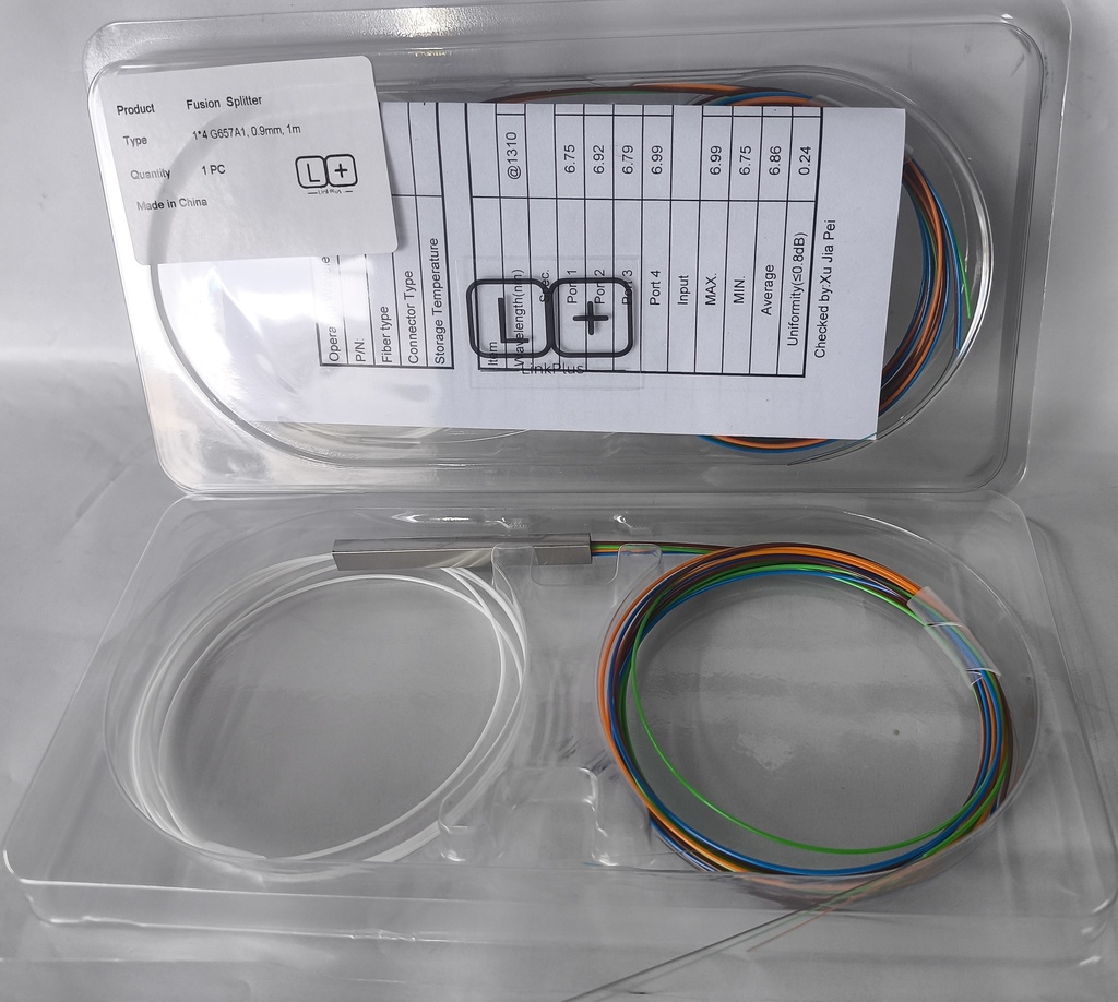 SPLITTER SIN CONECTOR PARA FUSIÓN  PLC 1x4  G657.A1 LINK PLUS