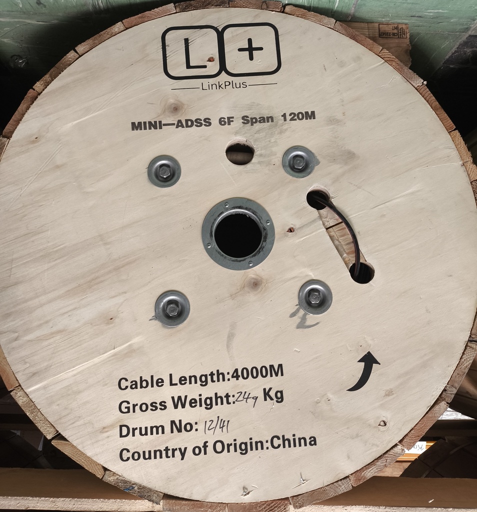 FIBRA MINI ADSS ASU  6 HILOS HDPE SPAN 120m 6B1.3 (4Km- 1 ROLLO) LINK PLUS