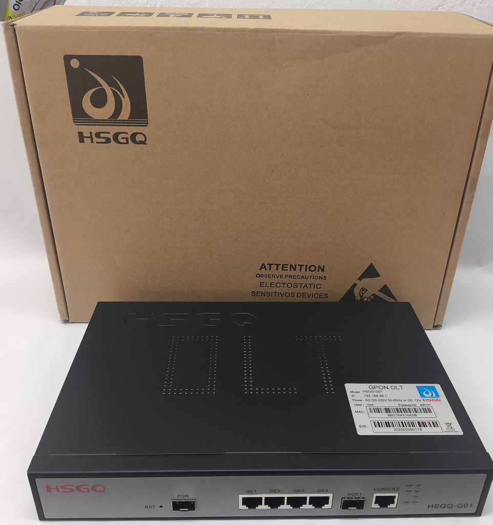 HSGQ OLT GPON G01, DOBLE FUENTE, 1 port GPON C+++ 