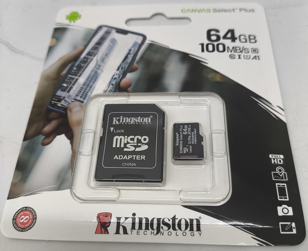 Micro SD Kingston 64GB micSDXC Canvas Select Plus 100R A1 CH803KNG98  C10 Car 