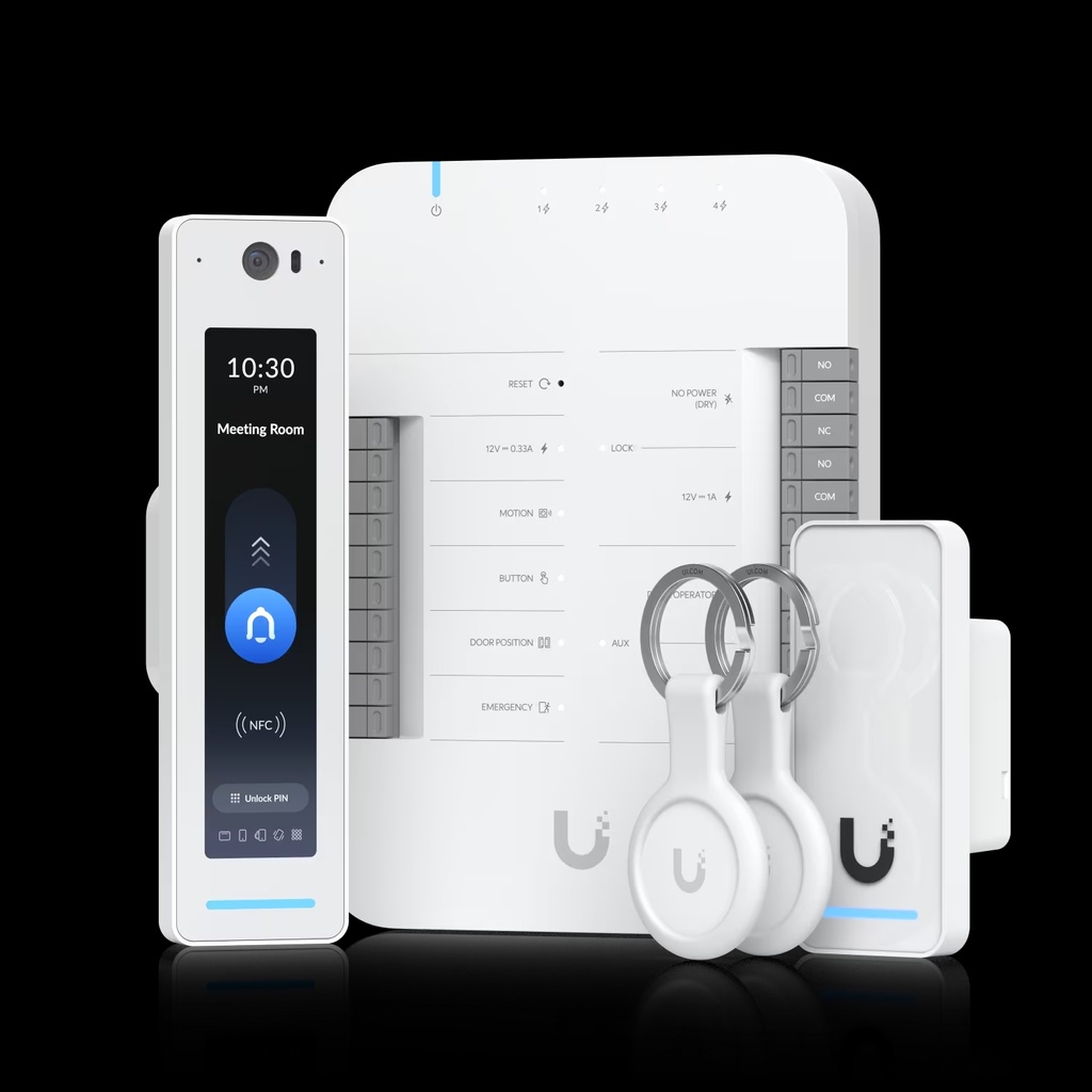 UA-G3-SK-Pro Kit inicial control de acceso que proporciona un control completo de entrada y salida para una sola puerta con dos lectores y soporte Touch Pass