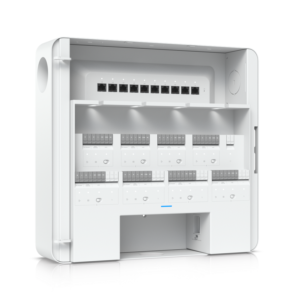 Ubiquiti UniFi EAH-8 Hub de Acceso Empresarial para 8 Puertas, con 8 Puertos PoE y Respaldo de Batería