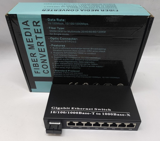 [PVAR17] SWITCH L+ CONVERSOR DE FIBRA TLG-G218SA-20 SM 10/100/1000  PUERTO DE FIBRA SC A 8 RJ45 Link Plus